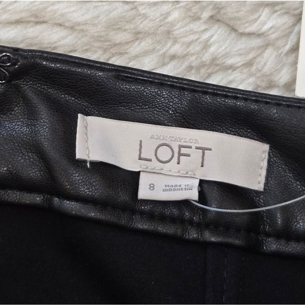 LOFT Black Pencil Skirt with Faux Leather Trim - Picture 3 of 7